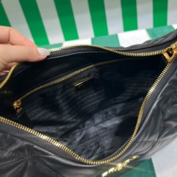 Replica Prada Large Topstitched Nappa-leather Bag 1BC183 Black