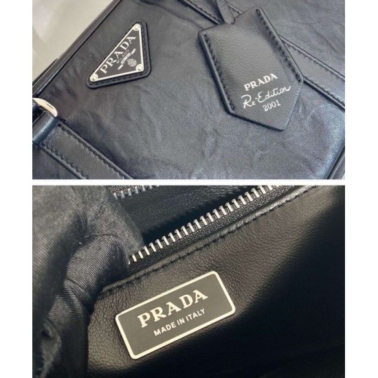 Replica Prada Medium Antique Nappa Leather Top Handle Bag 1BB092 Black Replica Prada Medium Antique Nappa Leather Top Handle Bag 1BB092 Black