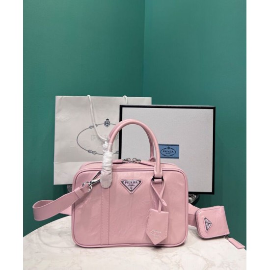 Fake Prada Medium Antique Nappa Leather Top Handle Bag 1BB092 Pink Replica Fake Prada Medium Antique Nappa Leather Top Handle Bag 1BB092 Pink Replica