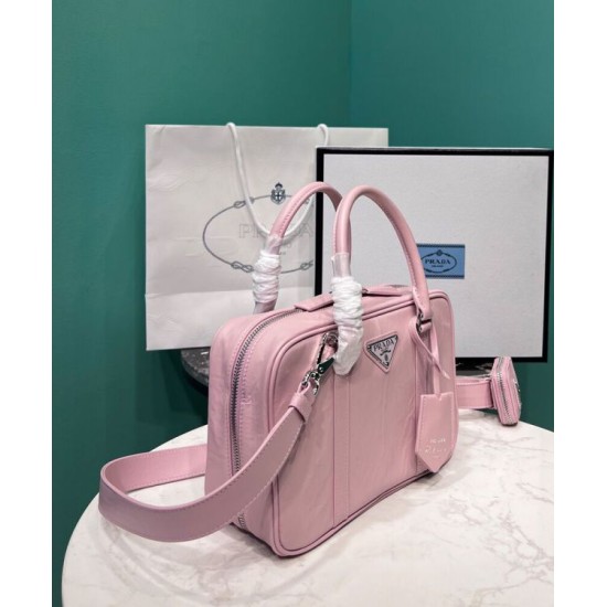 Fake Prada Medium Antique Nappa Leather Top Handle Bag 1BB092 Pink Replica Fake Prada Medium Antique Nappa Leather Top Handle Bag 1BB092 Pink Replica