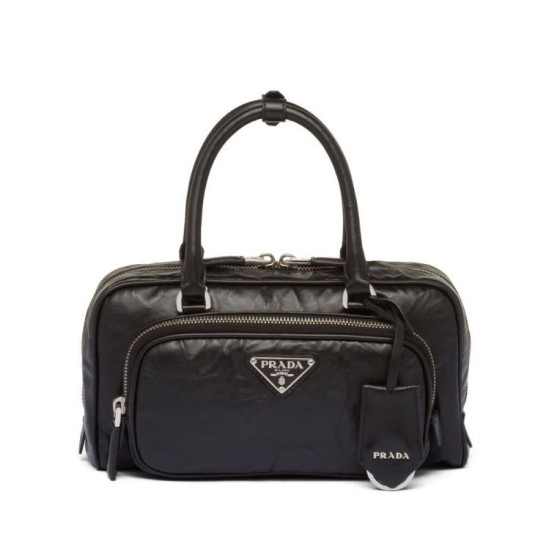 Replica Prada Antique Nappa Leather Multi-pocket Top-handle Bag 1BB099 Black Replica Prada Antique Nappa Leather Multi-pocket Top-handle Bag 1BB099 Black