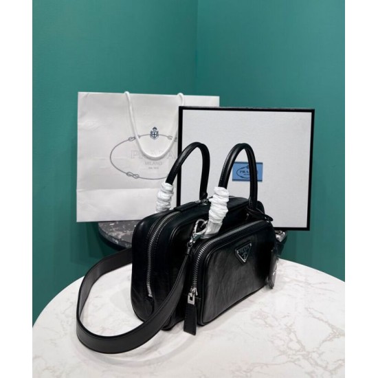 Replica Prada Antique Nappa Leather Multi-pocket Top-handle Bag 1BB099 Black Replica Prada Antique Nappa Leather Multi-pocket Top-handle Bag 1BB099 Black