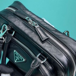 Replica Prada Antique Nappa Leather Multi-pocket Top-handle Bag 1BB099 Black