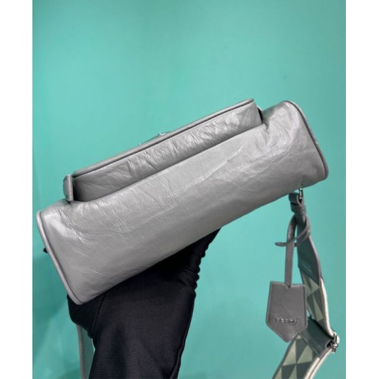 Replica Prada Nappa Antique Leather Multi-pocket Shoulder Bag 1BH198 Gray Replica Prada Nappa Antique Leather Multi-pocket Shoulder Bag 1BH198 Gray