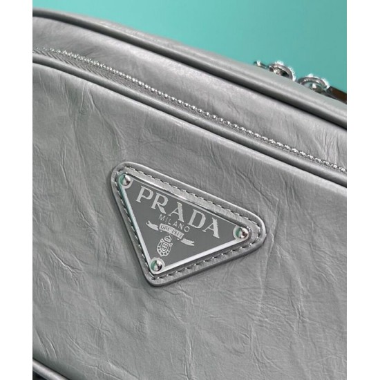 Replica Prada Nappa Antique Leather Multi-pocket Shoulder Bag 1BH198 Gray Replica Prada Nappa Antique Leather Multi-pocket Shoulder Bag 1BH198 Gray