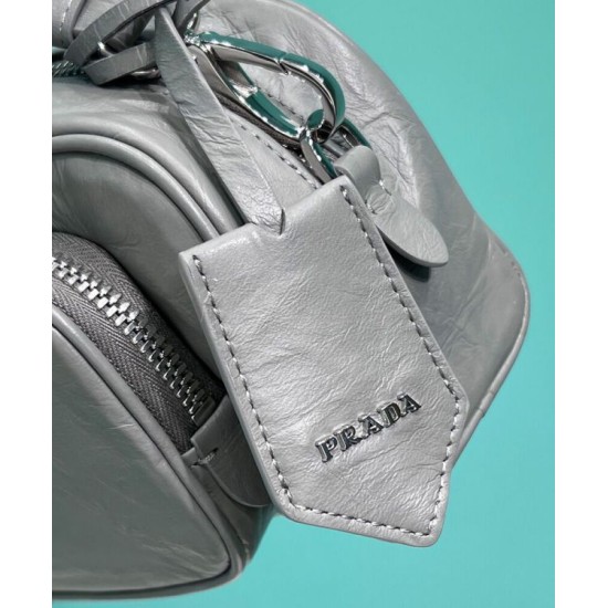 Replica Prada Nappa Antique Leather Multi-pocket Shoulder Bag 1BH198 Gray Replica Prada Nappa Antique Leather Multi-pocket Shoulder Bag 1BH198 Gray