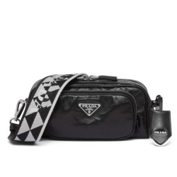 Fake Prada Nappa Antique Leather Multi-pocket Shoulder Bag 1BH198 Black Replica