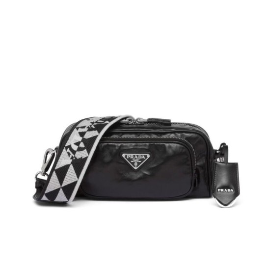 Replica Prada Nappa Antique Leather Multi-pocket Shoulder Bag 1BH198 Black Fake Prada Nappa Antique Leather Multi-pocket Shoulder Bag 1BH198 Black Replica