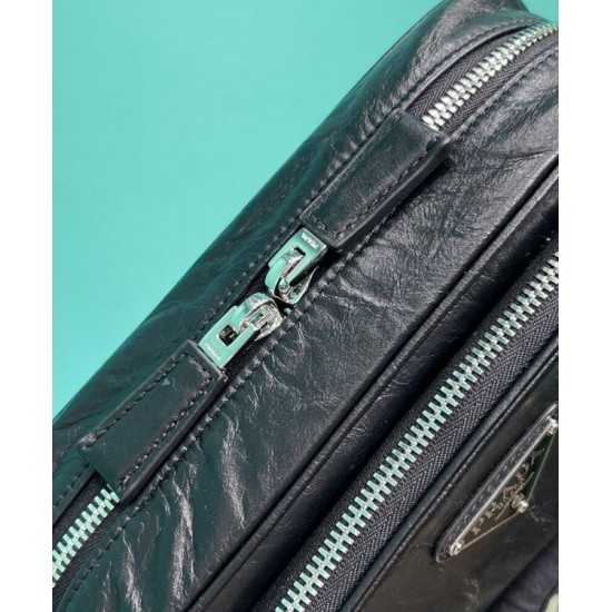 Replica Prada Nappa Antique Leather Multi-pocket Shoulder Bag 1BH198 Black Fake Prada Nappa Antique Leather Multi-pocket Shoulder Bag 1BH198 Black Replica