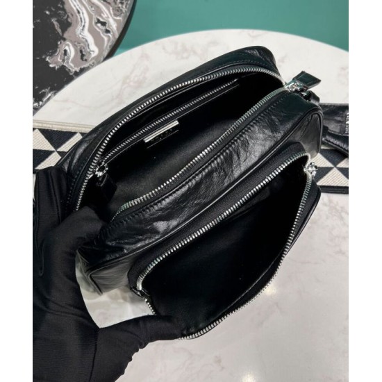 Replica Prada Nappa Antique Leather Multi-pocket Shoulder Bag 1BH198 Black Fake Prada Nappa Antique Leather Multi-pocket Shoulder Bag 1BH198 Black Replica