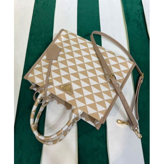 Replica Prada Small Prada Symbole Embroidered Fabric Handbag 1BA354 Cream Fake Prada Small Prada Symbole Embroidered Fabric Handbag 1BA354 Cream Replica