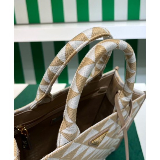 Replica Prada Small Prada Symbole Embroidered Fabric Handbag 1BA354 Cream Fake Prada Small Prada Symbole Embroidered Fabric Handbag 1BA354 Cream Replica