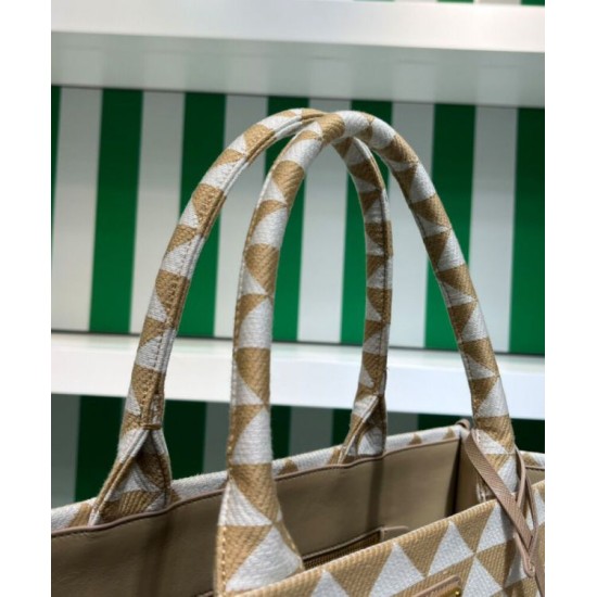 Replica Prada Large Prada Symbole Embroidered Fabric Handbag 1BA356 Cream Replica Prada Large Prada Symbole Embroidered Fabric Handbag 1BA356 Cream