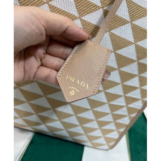 Replica Prada Large Prada Symbole Embroidered Fabric Handbag 1BA356 Cream Replica Prada Large Prada Symbole Embroidered Fabric Handbag 1BA356 Cream