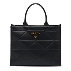 Fake Prada Large Leather Prada Symbole Bag With Topstitching 1BA377 Black Replica