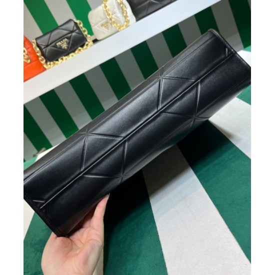 Replica Prada Large Leather Prada Symbole Bag With Topstitching 1BA377 Black Fake Prada Large Leather Prada Symbole Bag With Topstitching 1BA377 Black Replica