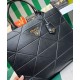 Replica Prada Large Leather Prada Symbole Bag With Topstitching 1BA377 Black Fake Prada Large Leather Prada Symbole Bag With Topstitching 1BA377 Black Replica