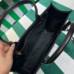 Fake Prada Large Leather Prada Symbole Bag With Topstitching 1BA377 Black Replica