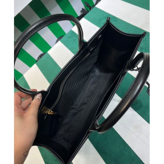 Replica Prada Large Leather Prada Symbole Bag With Topstitching 1BA377 Black Fake Prada Large Leather Prada Symbole Bag With Topstitching 1BA377 Black Replica