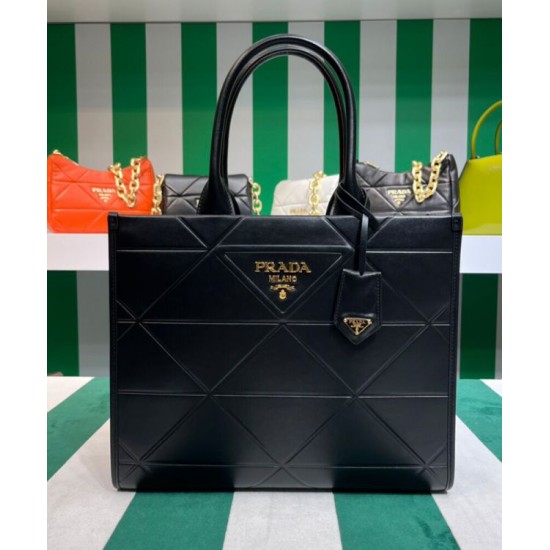 Fake Prada Medium Leather Prada Symbole Bag With Topstitching 1BA378 Black Replica Fake Prada Medium Leather Prada Symbole Bag With Topstitching 1BA378 Black Replica