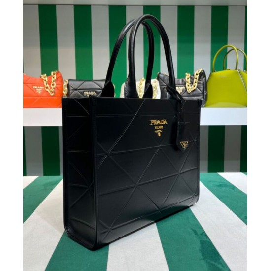 Fake Prada Medium Leather Prada Symbole Bag With Topstitching 1BA378 Black Replica Fake Prada Medium Leather Prada Symbole Bag With Topstitching 1BA378 Black Replica