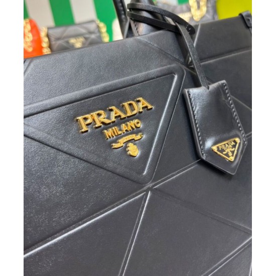 Fake Prada Medium Leather Prada Symbole Bag With Topstitching 1BA378 Black Replica Fake Prada Medium Leather Prada Symbole Bag With Topstitching 1BA378 Black Replica