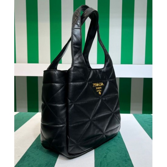 Replica Prada Medium Nappa-leather Tote Bag With Topstitching 1BG450 Black Replica Prada Medium Nappa-leather Tote Bag With Topstitching 1BG450 Black