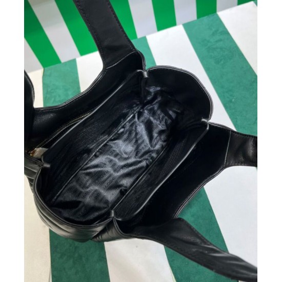 Replica Prada Medium Nappa-leather Tote Bag With Topstitching 1BG450 Black Replica Prada Medium Nappa-leather Tote Bag With Topstitching 1BG450 Black