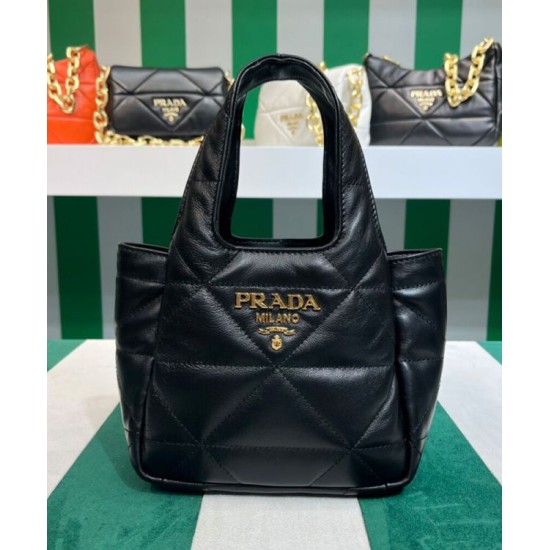 Replica Prada Small Nappa-leather Tote Bag With Topstitching 1BG451 Black Replica Prada Small Nappa-leather Tote Bag With Topstitching 1BG451 Black
