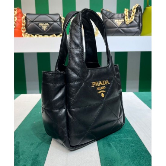 Replica Prada Small Nappa-leather Tote Bag With Topstitching 1BG451 Black Replica Prada Small Nappa-leather Tote Bag With Topstitching 1BG451 Black