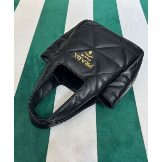 Replica Prada Small Nappa-leather Tote Bag With Topstitching 1BG451 Black Replica Prada Small Nappa-leather Tote Bag With Topstitching 1BG451 Black