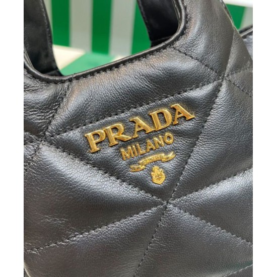 Replica Prada Small Nappa-leather Tote Bag With Topstitching 1BG451 Black Replica Prada Small Nappa-leather Tote Bag With Topstitching 1BG451 Black