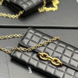 Replica YSL Saint Laurent Le Maillon Chain Wallet Black