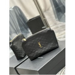 Replica YSL Saint Laurent Gaby Zipped Cosmetic Pouch 23CM Black