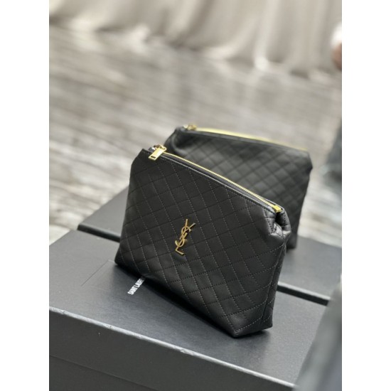 Replica YSL Saint Laurent Gaby Zipped Cosmetic Pouch 23CM Black