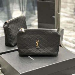 Replica YSL Saint Laurent Gaby Zipped Cosmetic Pouch 23CM Black