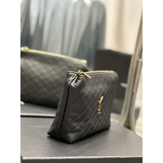Replica YSL Saint Laurent Gaby Zipped Cosmetic Pouch 23CM Black