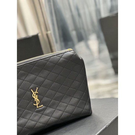 Replica YSL Saint Laurent Gaby Zipped Cosmetic Pouch 23CM Black