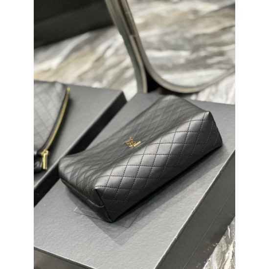 Replica YSL Saint Laurent Gaby Zipped Cosmetic Pouch 23CM Black