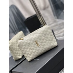 Replica YSL Saint Laurent Gaby Zipped Cosmetic Pouch 23CM White