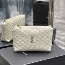 Replica YSL Saint Laurent Gaby Zipped Cosmetic Pouch 23CM White