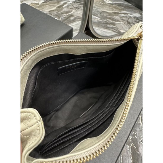 Replica YSL Saint Laurent Gaby Zipped Cosmetic Pouch 23CM White