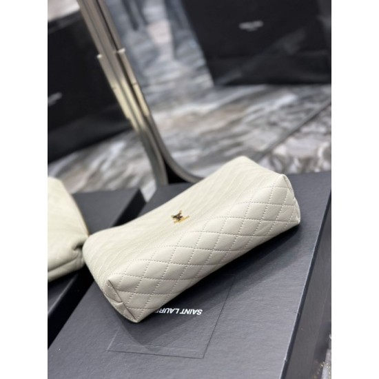 Replica YSL Saint Laurent Gaby Zipped Cosmetic Pouch 23CM White