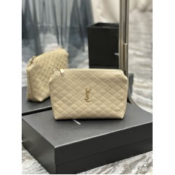 Fake YSL Saint Laurent Gaby Zipped Cosmetic Pouch 23CM Apricot Replica