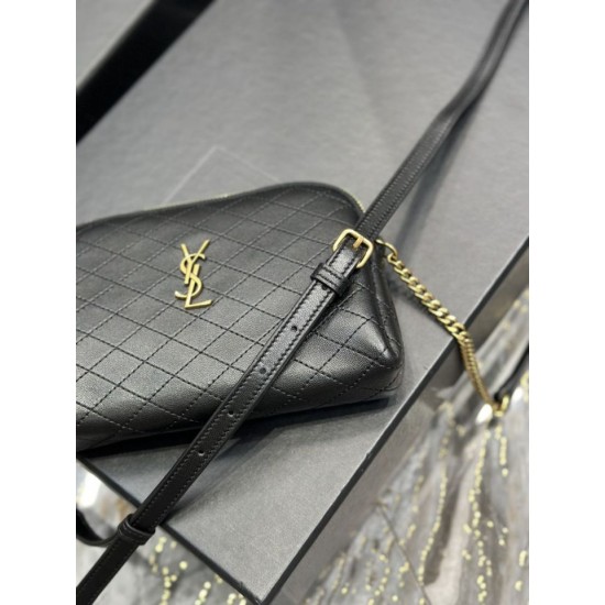 Fake YSL Saint Laurent Gaby Zipped Pouch Chain Bag 18cm Black Replica