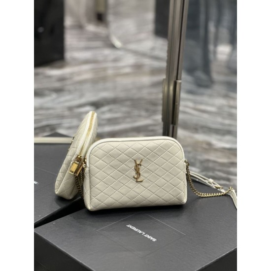 Replica YSL Saint Laurent Gaby Zipped Pouch Chain Bag 18cm White