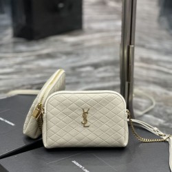 Replica YSL Saint Laurent Gaby Zipped Pouch Chain Bag 18cm White