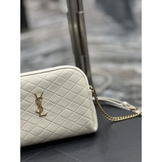 Replica YSL Saint Laurent Gaby Zipped Pouch Chain Bag 18cm White