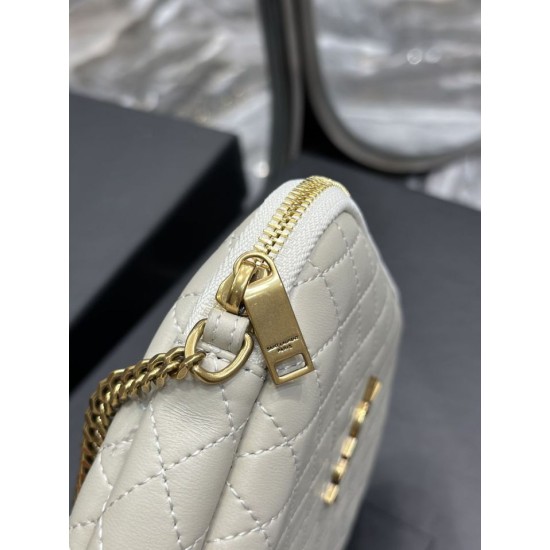 Replica YSL Saint Laurent Gaby Zipped Pouch Chain Bag 18cm White