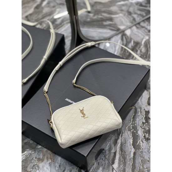 Replica YSL Saint Laurent Gaby Zipped Pouch Chain Bag 18cm White